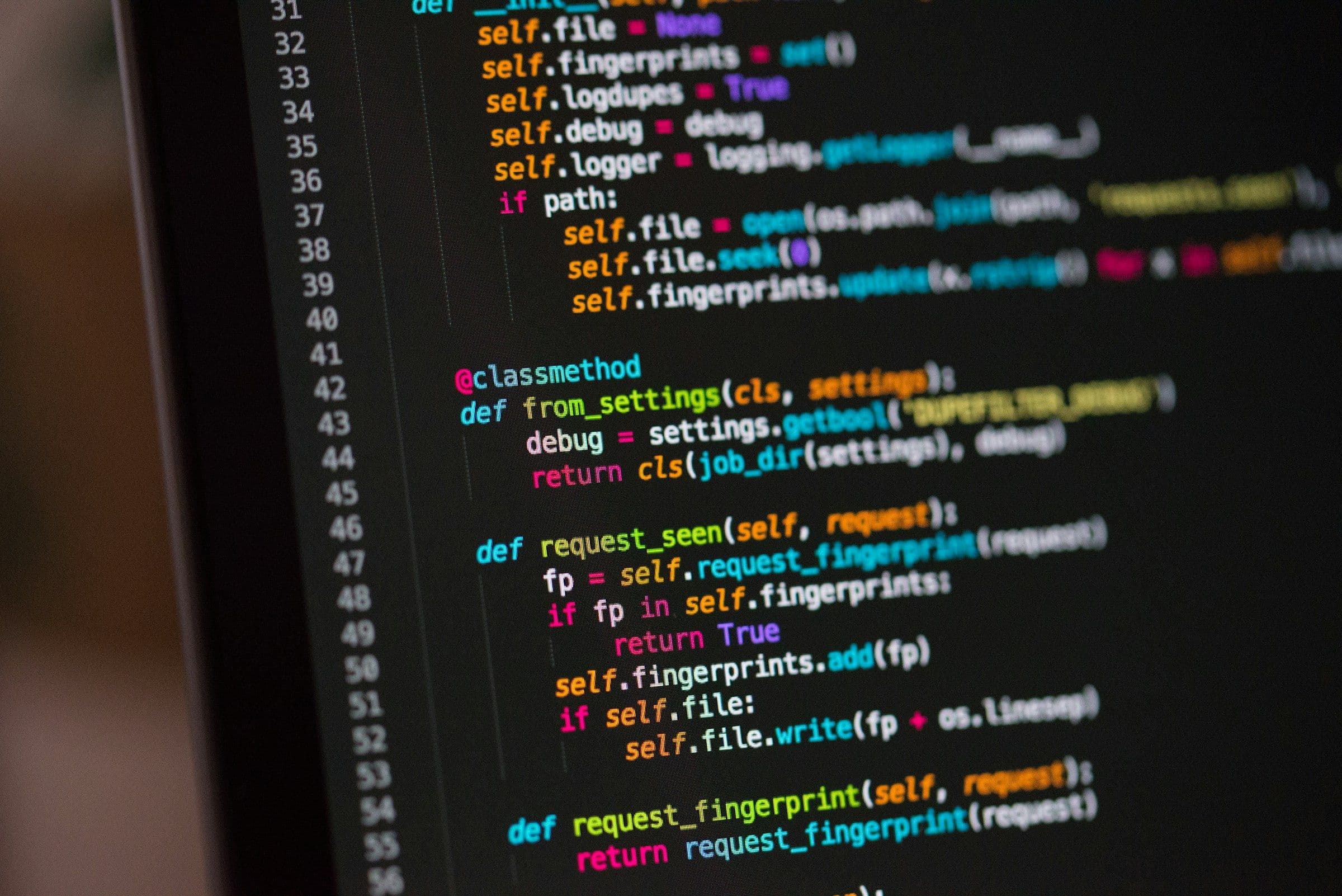 A screen listing lines of source code