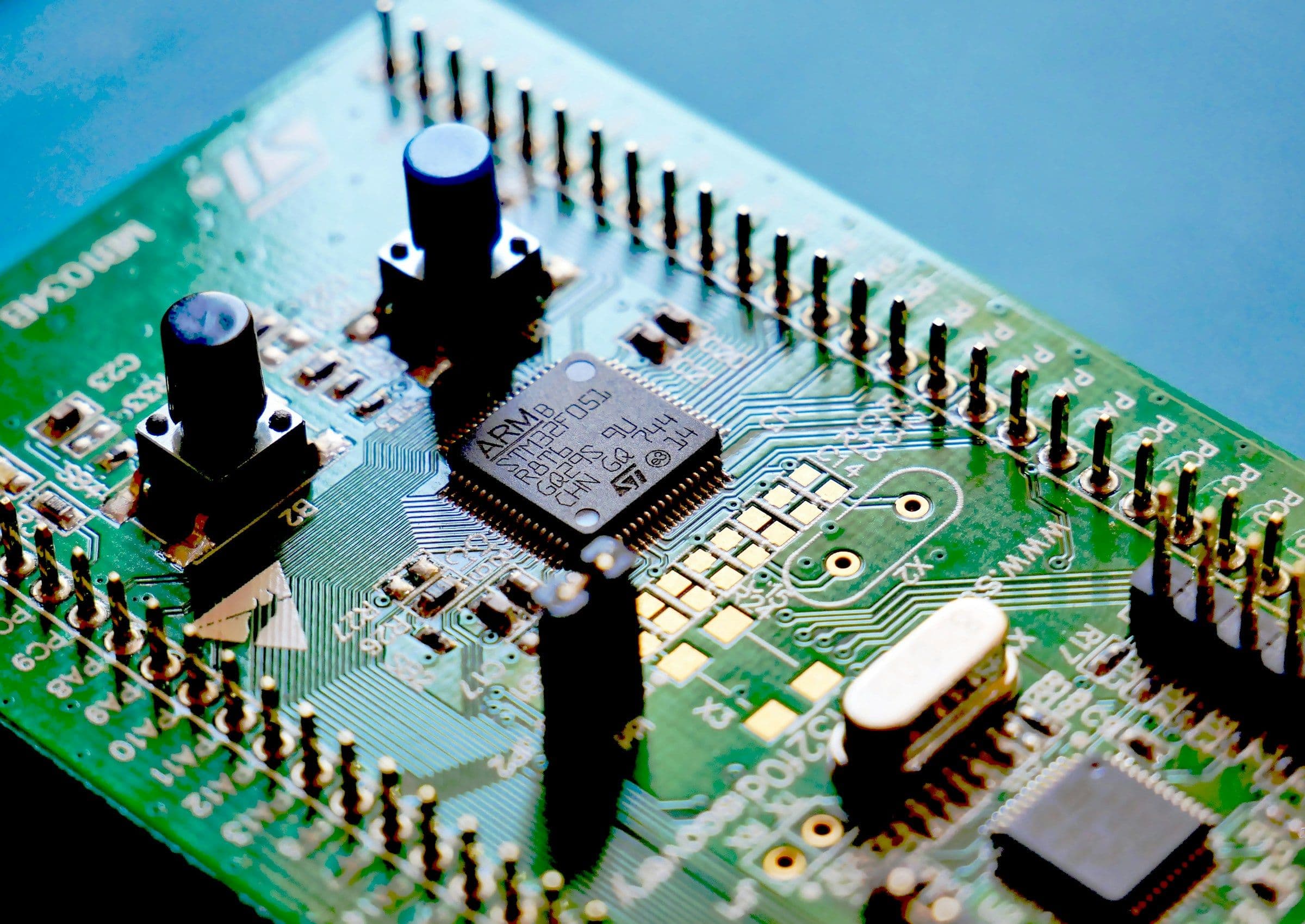 Green and black computer motherboard